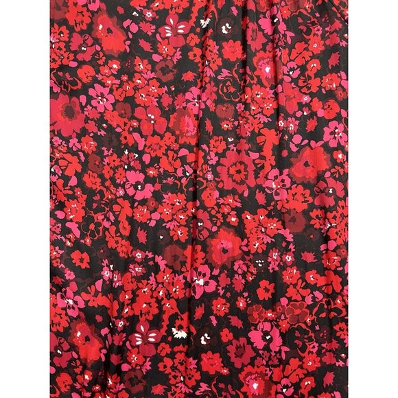 Lane Bryant Floral Top Blouse Button Front Long Sleeves V Neck Red 26/28 New - Picture 10 of 10